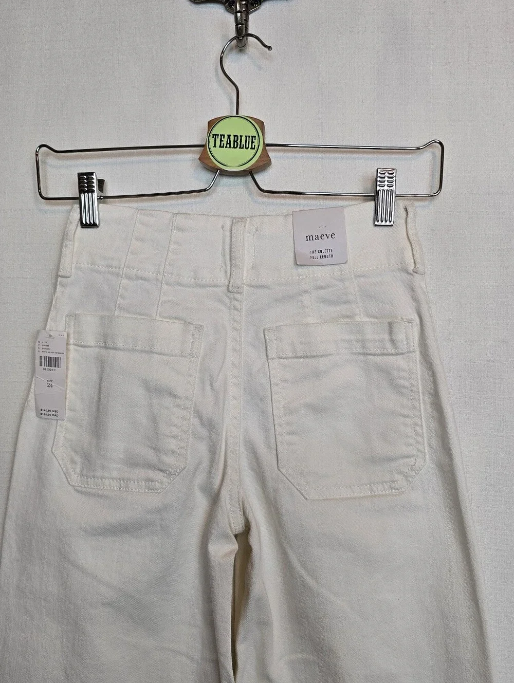 Anthropologie Maeve The Colette Full Length Wide-Leg Jeans White Size 24 Denim